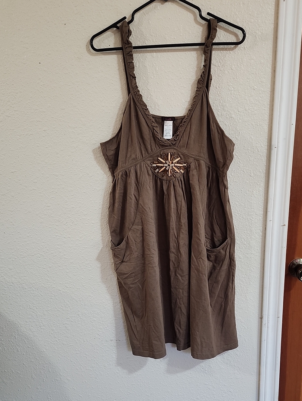 mark. Olive Brown Embellished Sleeveless Camisole Dress